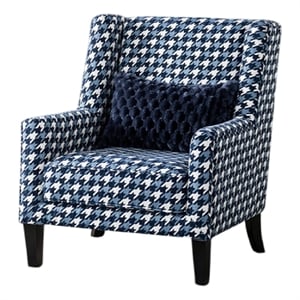 Pemberly Row Accent Club Chair Throw Pillow in Gray Blue Houndstooth Polyester