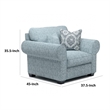Pemberly Row Accent Chair in Teal Blue Polyester 2 Accent Pillows Black Wood