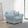 Pemberly Row Accent Chair in Teal Blue Polyester 2 Accent Pillows Black Wood