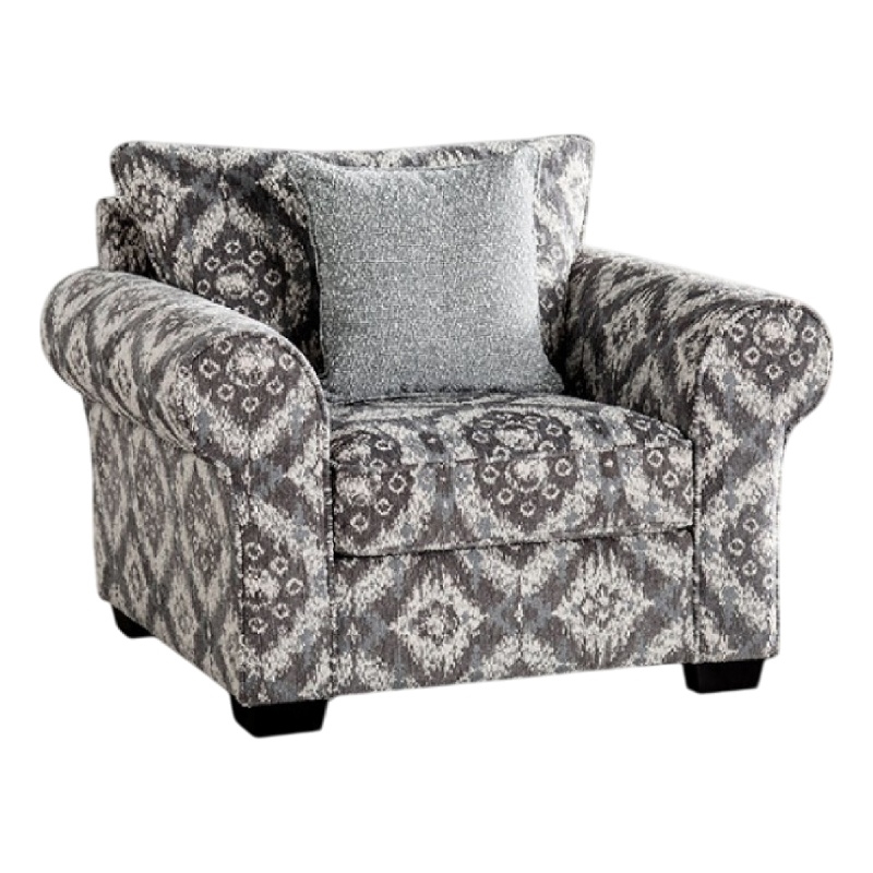 Pemberly Row Accent Chair 1 Throw Pillow Geometric in Gray White Polyester