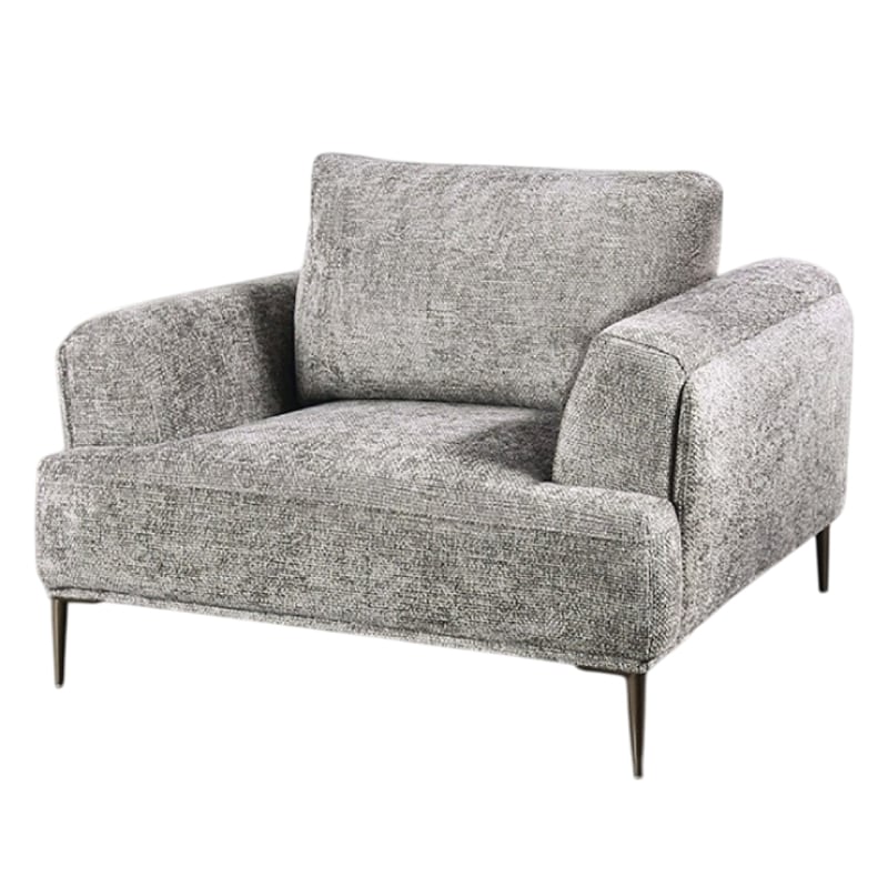 Pemberly Row Accent Club Chair in Gray Chenille Attached Adjustable Back Pillow