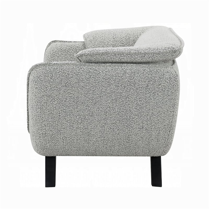 Pemberly Row Accent Armchair Rounded Back in Light Gray Boucle Solid Pine Wood
