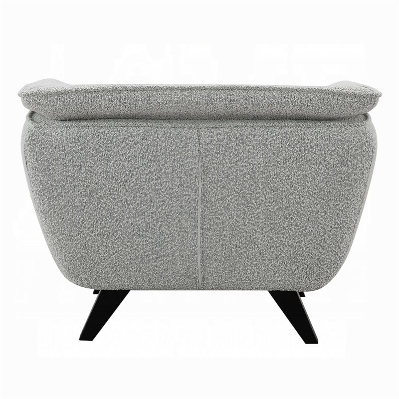 Pemberly Row Accent Armchair Rounded Back in Light Gray Boucle Solid Pine Wood