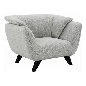 Pemberly Row Accent Armchair Rounded Back in Light Gray Boucle Solid Pine Wood