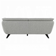 Pemberly Row 86 Inch Sofa Rounded Back in Light Gray Boucle Solid Pine Wood