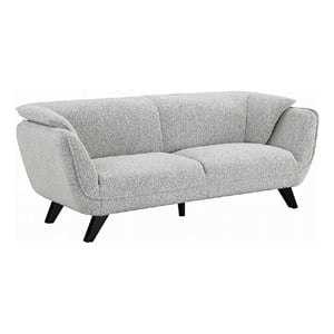 Pemberly Row 86 Inch Sofa Rounded Back in Light Gray Boucle Solid Pine Wood