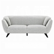 Pemberly Row 86 Inch Sofa Rounded Back in Light Gray Boucle Solid Pine Wood