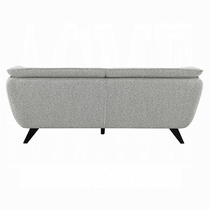 Pemberly Row 86 Inch Sofa Rounded Back in Light Gray Boucle Solid Pine Wood