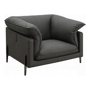 Pemberly Row 69 Inch Sofa Chair Box Edge Design in Black Top Grain Leather