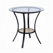 Pemberly Row 3 Piece Accent Table and Chair Set Black Legs Glass Top Padded Seat