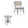 Pemberly Row 3 Piece Accent Table and Chair Set Black Legs Glass Top Padded Seat