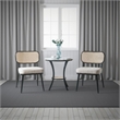 Pemberly Row 3 Piece Accent Table and Chair Set Black Legs Glass Top Padded Seat