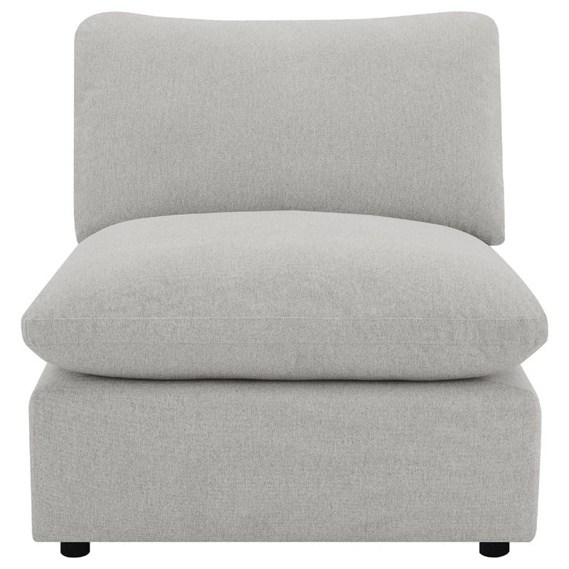 Pemberly Row Modular Armless Chair in Light Gray Plush Foam Cushions