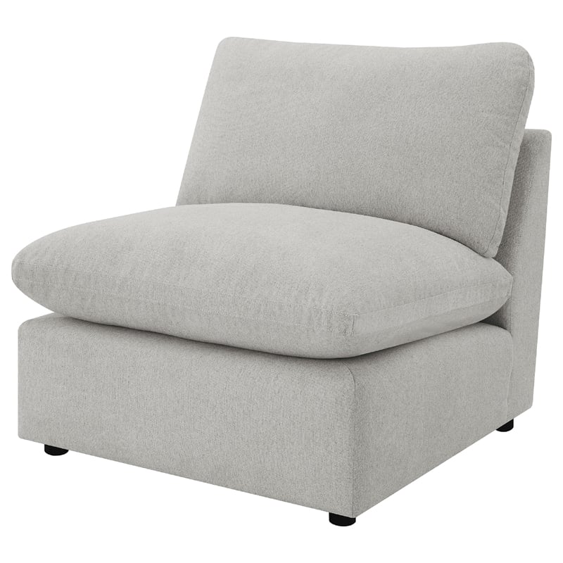 Pemberly Row Modular Armless Chair in Light Gray Plush Foam Cushions