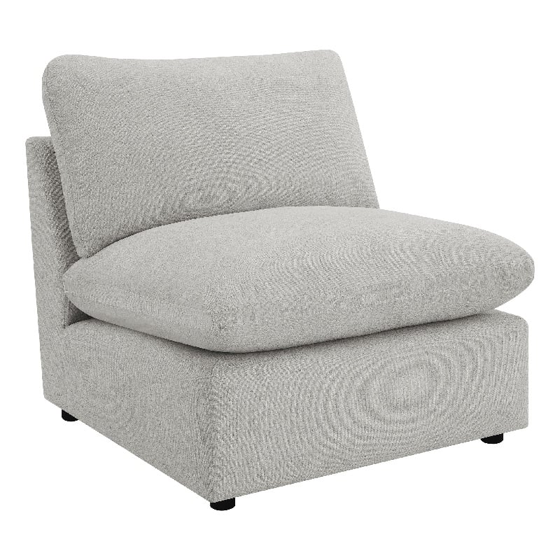 Pemberly Row Modular Armless Chair in Light Gray Plush Foam Cushions