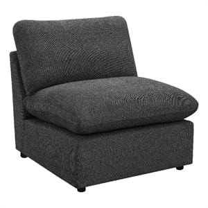 Pemberly Row Modular Armless Chair in Dark Gray Plush Foam Cushions