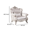Pemberly Row Accent Chair with Crown Molding Diamond Tufted in Off White Wood