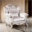 Pemberly Row Accent Chair with Crown Molding Diamond Tufted in Off White Wood