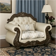 Pemberly Row Accent Chair Floral Classic in Cherry Brown Wood Beige 1 Pillow