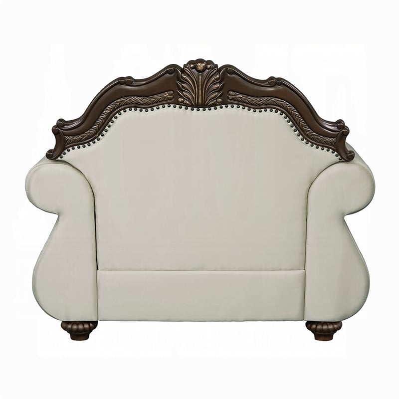 Pemberly Row Accent Chair Floral Classic in Cherry Brown Wood Beige 1 Pillow