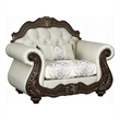 Pemberly Row Accent Chair Floral Classic in Cherry Brown Wood Beige 1 Pillow