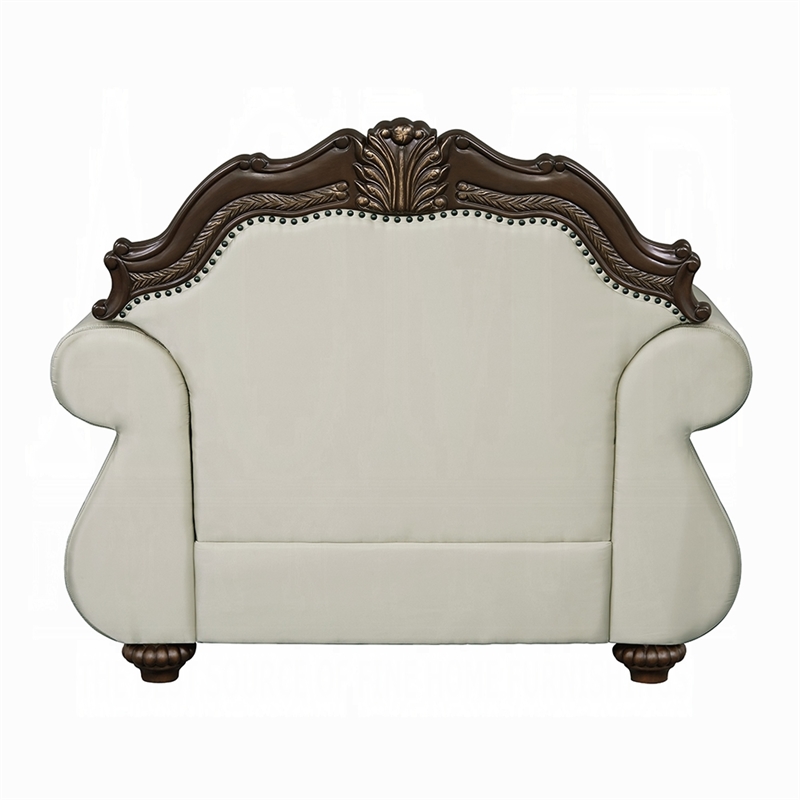 Pemberly Row Accent Chair Floral Classic in Cherry Brown Wood Beige 1 Pillow