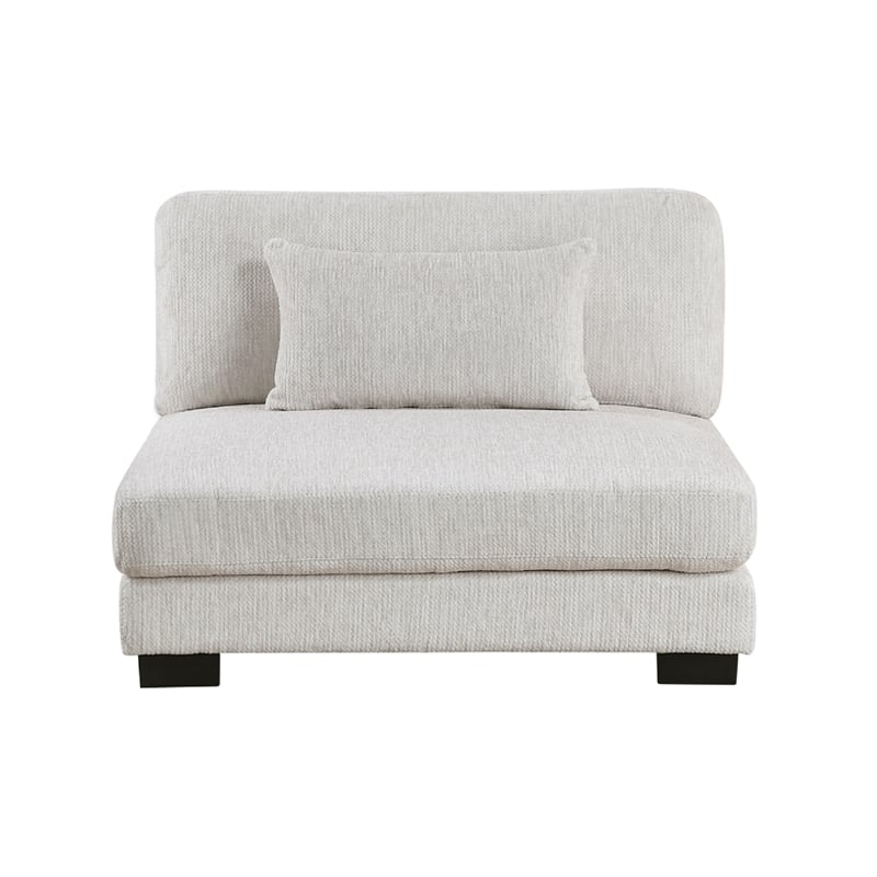 Pemberly Row Modular Armless Chair 1 Pillow in Beige Microfiber Black