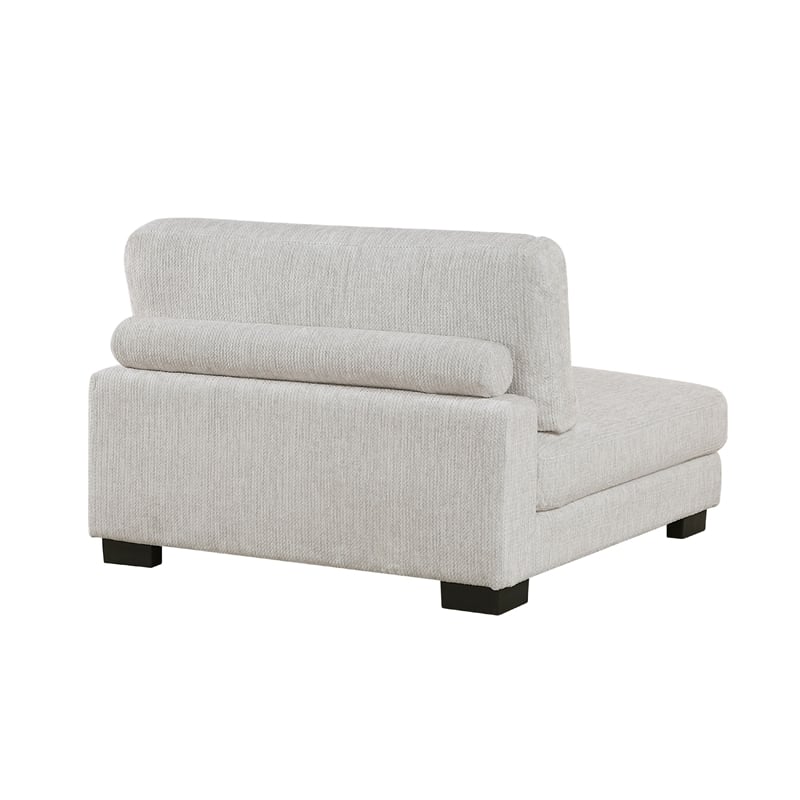 Pemberly Row Modular Armless Chair 1 Pillow in Beige Microfiber Black