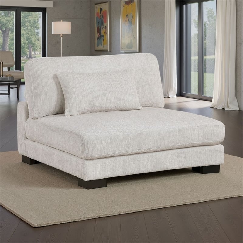 Pemberly Row Modular Armless Chair 1 Pillow in Beige Microfiber Black