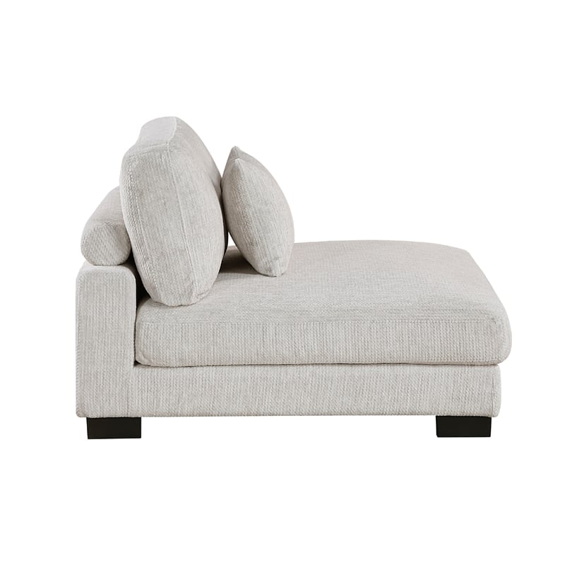 Pemberly Row Modular Armless Chair 1 Pillow in Beige Microfiber Black