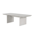 Pemberly Row 7 Pc Dining Table Set Extendable Leaf 6 Fabric Chairs in Gray Wood