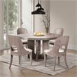 Pemberly Row 5 Piece Round Dining Table Set Polyester Chairs in White Solid Wood
