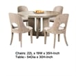 Pemberly Row 5 Piece Round Dining Table Set Polyester Chairs in White Solid Wood