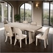 Pemberly Row 7 Piece Dining Table Set Polyester Cushion Seats White Wash Wood