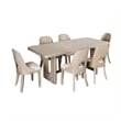 Pemberly Row 7 Piece Dining Table Set Polyester Cushion Seats White Wash Wood