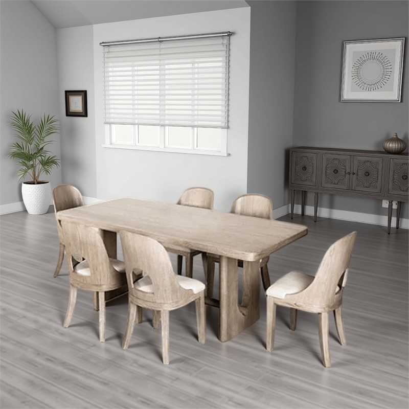 Pemberly Row 83 Inch Dining Table Pedestal Base in Classic White Wash Wood