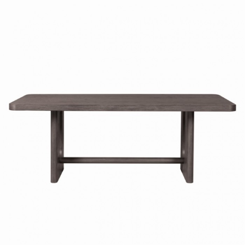 Pemberly Row 83 Inch Dining Table Pedestal Base in Dark Ash Gray Solid Wood