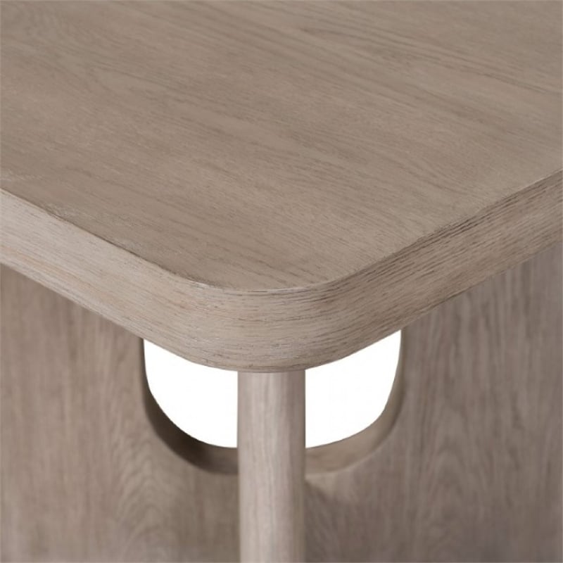 Pemberly Row Square Counter Height Table Pedestal Base White Wash Oak Veneer