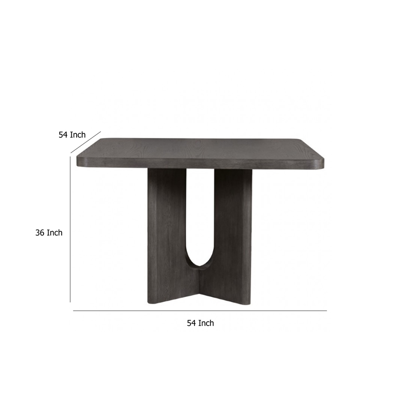 Pemberly Row Square Counter Height Dining Table Pedestal Base in Ash Gray Wood