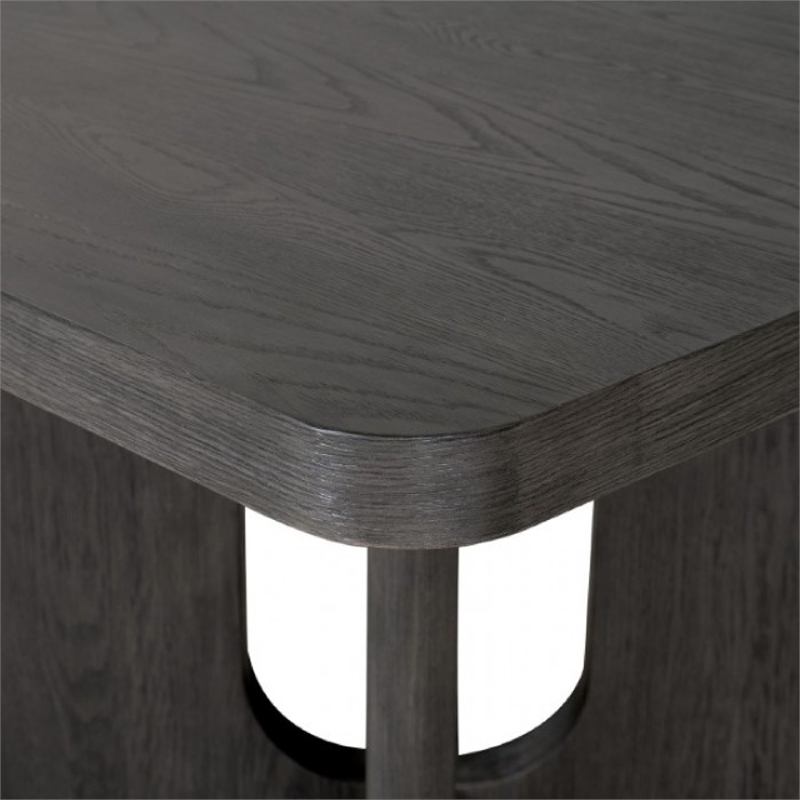 Pemberly Row Square Counter Height Dining Table Pedestal Base in Ash Gray Wood