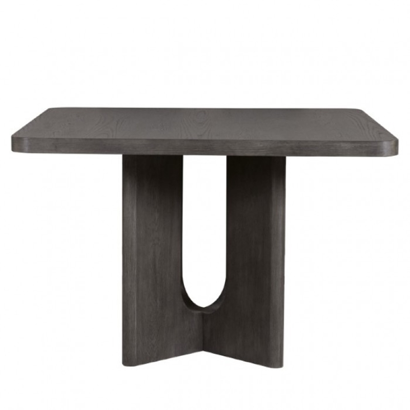 Pemberly Row Square Counter Height Dining Table Pedestal Base in Ash Gray Wood