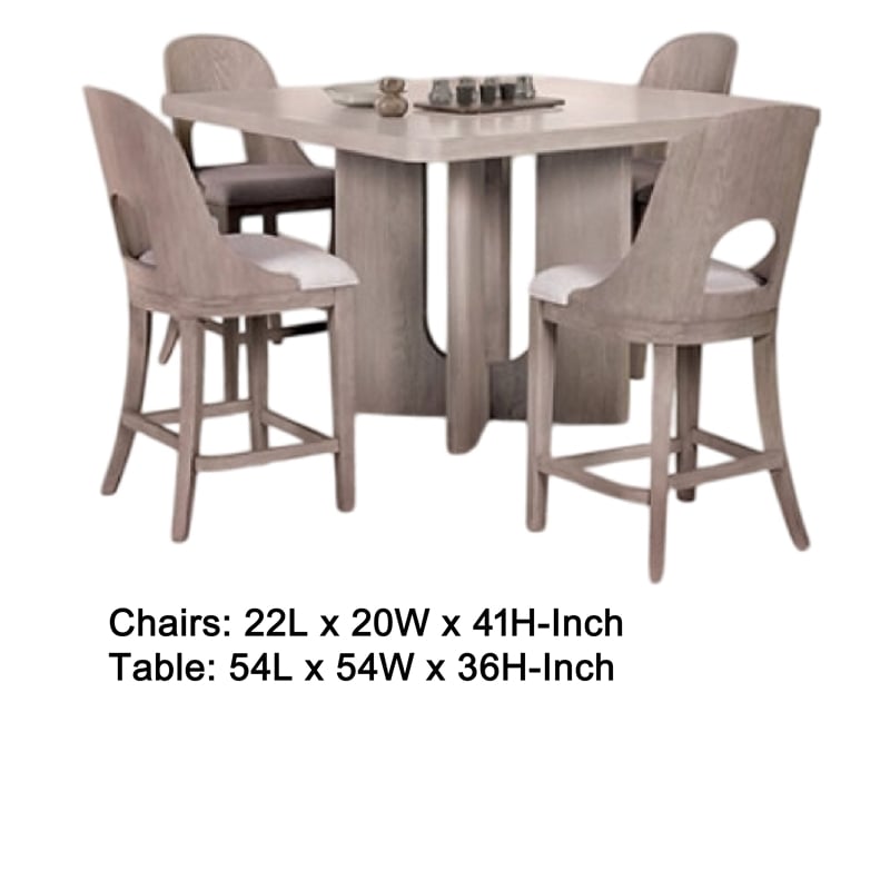 Pemberly Row 7 Piece Counter Height Dining Table Set 6 Seater White Wash Oak