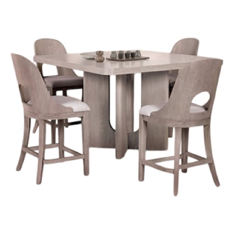 Pemberly Row 7 Piece Counter Height Dining Table Set 6 Seater White Wash Oak