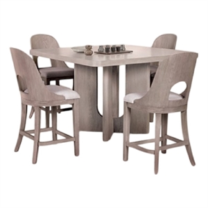Pemberly Row 7 Piece Counter Height Dining Table Set 6 Seater White Wash Oak
