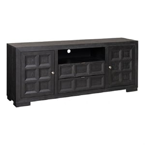 Pemberly Row 72 Inch TV Stand Cabinet Storage Drawers in Modern Black Wood