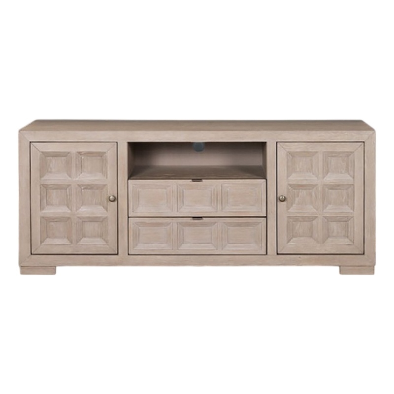 Pemberly Row 72 Inch TV Stand Console Storage Cabinets in Tawny Brown Wood