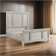 Pemberly Row Queen Size Bed with Tall Headboard Farmhouse White Oak Veneer Wood