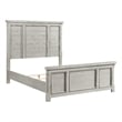 Pemberly Row Queen Size Bed with Tall Headboard Farmhouse White Oak Veneer Wood