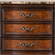 Pemberly Row 33 Inch Nightstand 3 Drawers Ornate in Oak and Dark Cherry Brown