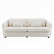 Pemberly Row 84 Inch Sofa 2 Lumbar Pillows in Beige Linen Modern Shape